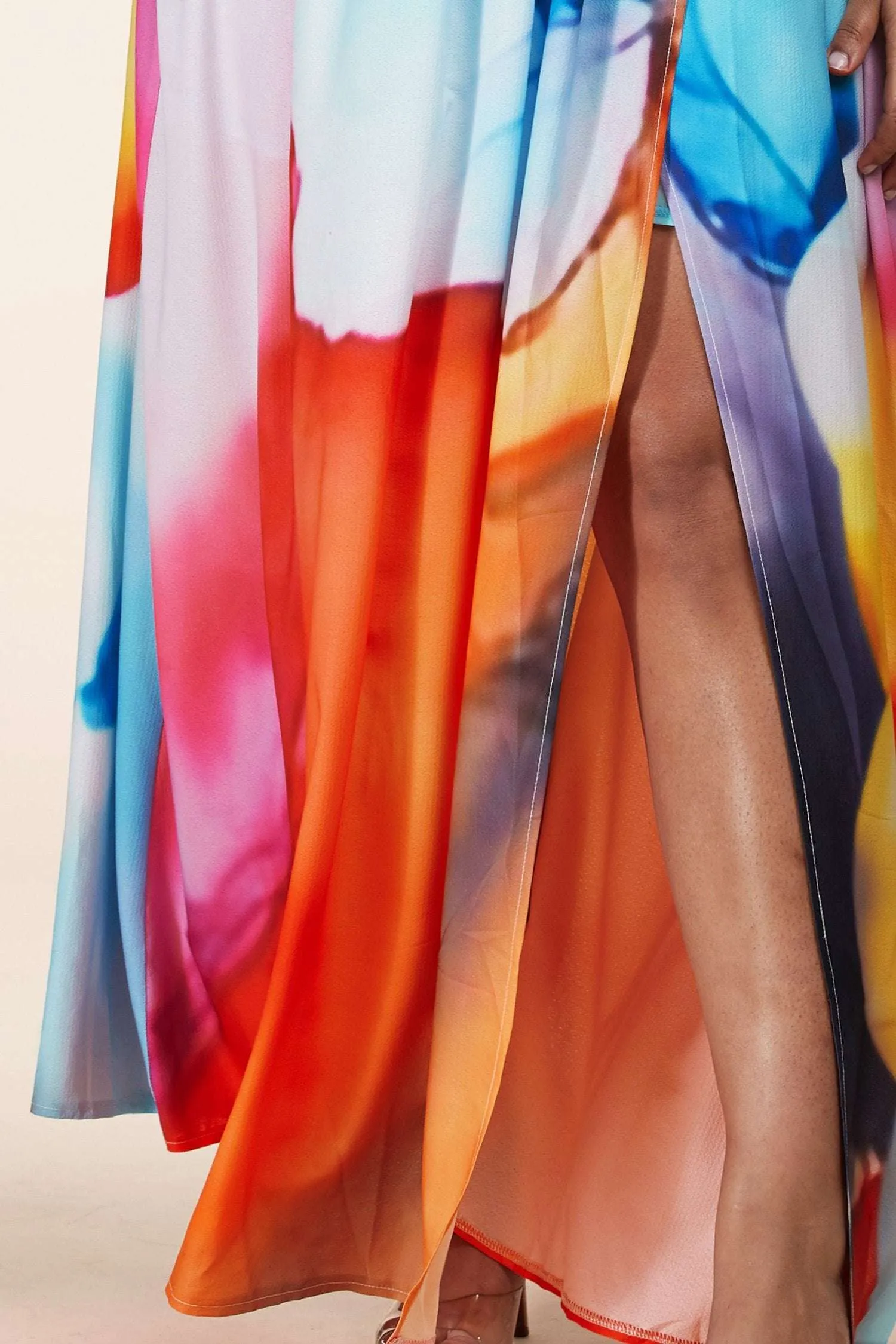 Fasheabe Watercolor Print Wrap Plus Maxi Dress