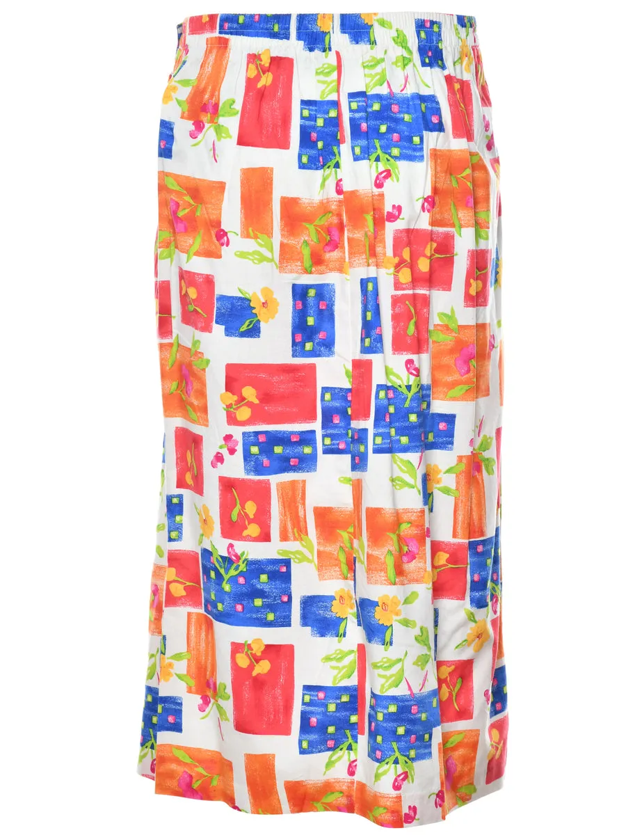 Floral Print Maxi Skirt - M