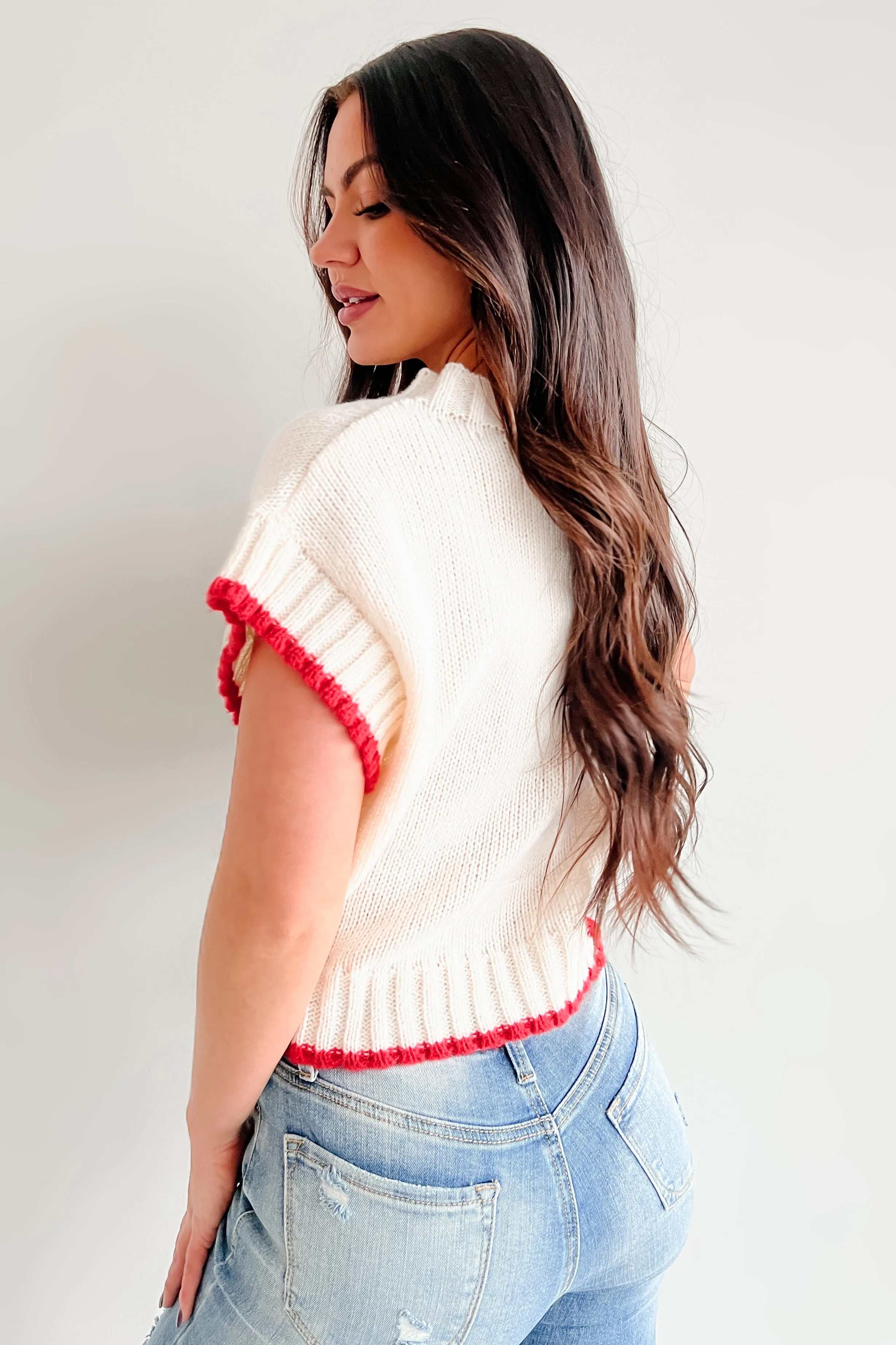 Following My Heart Short Sleeve Sweater (Ivory)
