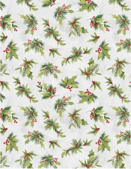 Frosty Frolic Holly Light Gray Yardage
