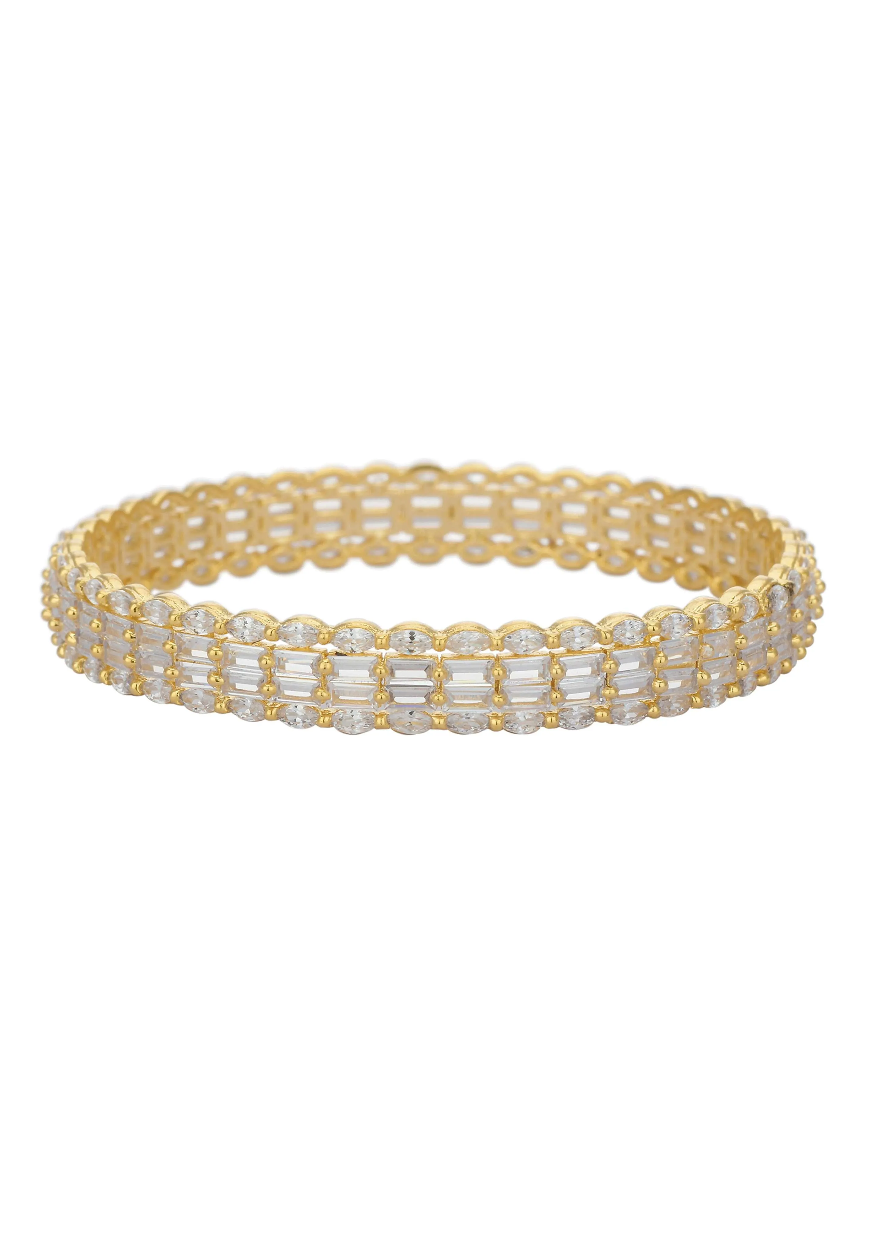 Gold Finish Bangles With Synthetic Stones (Set of 2)