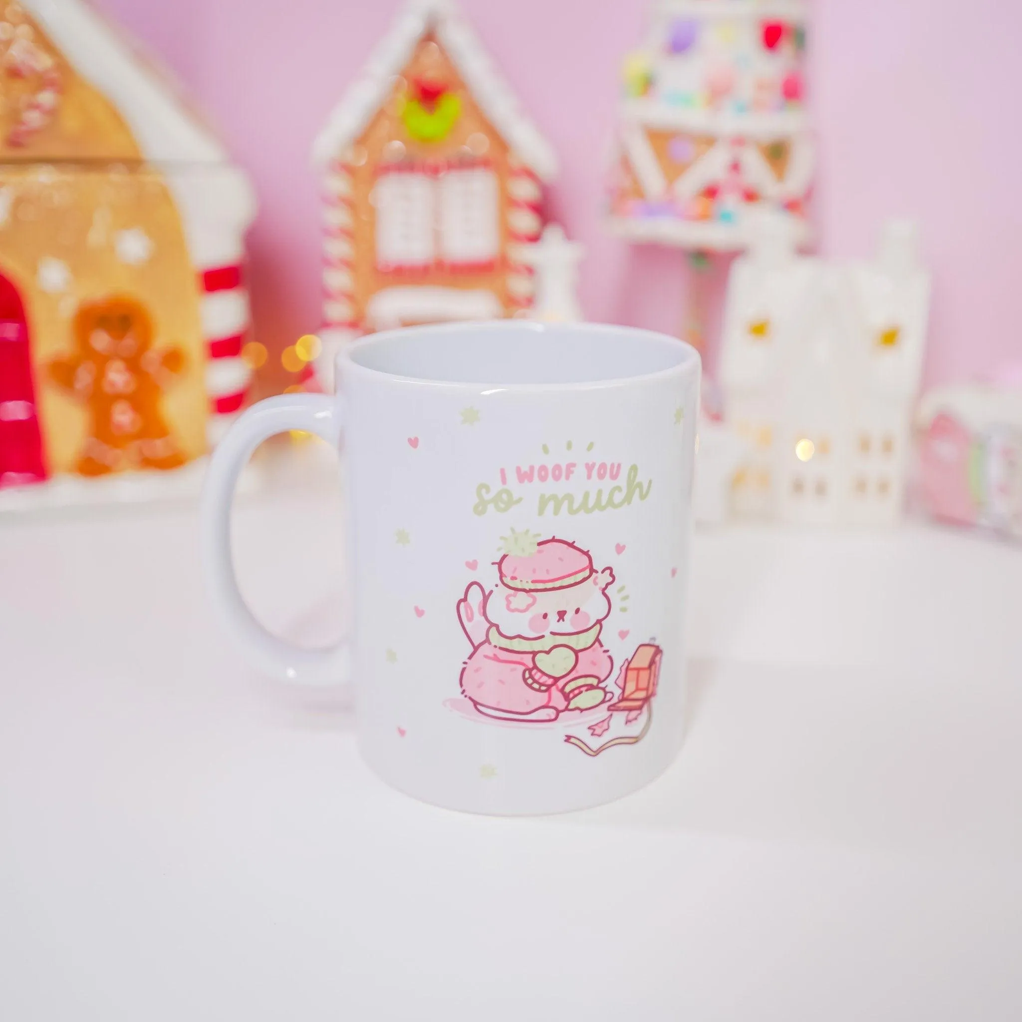 I Woof You So Much Mug | Cute Winter Puddin’ Dog | Christmas Gift