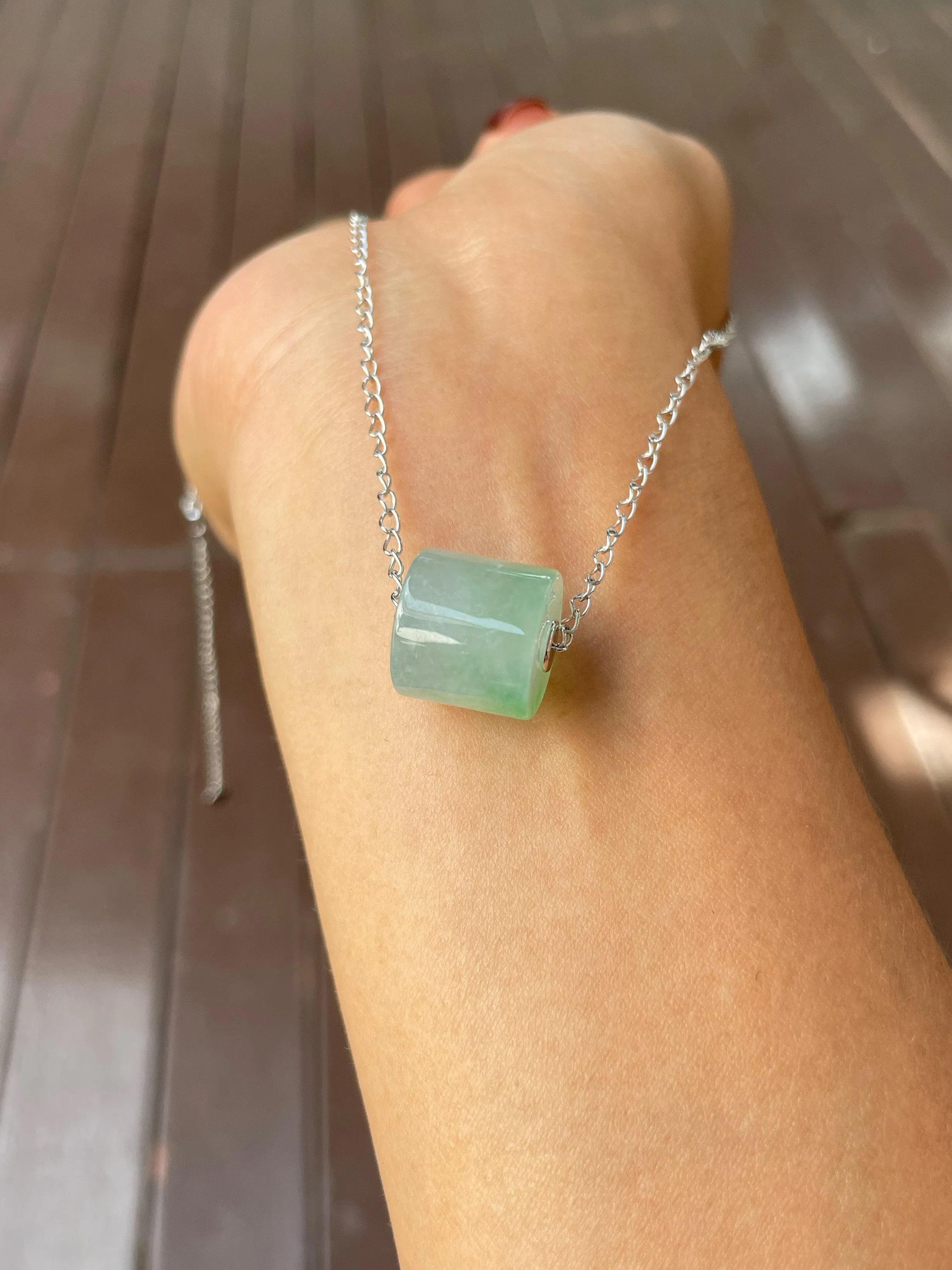 Icy Green Jade Barrel Necklace - Lu Lu Tong 路路通 (NJN035)