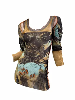 JEAN PAUL GAULTIER mesh top and sleeves