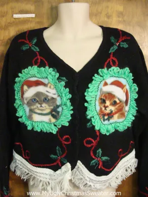 Jolly Santa Kittens Ugly Christmas Sweater