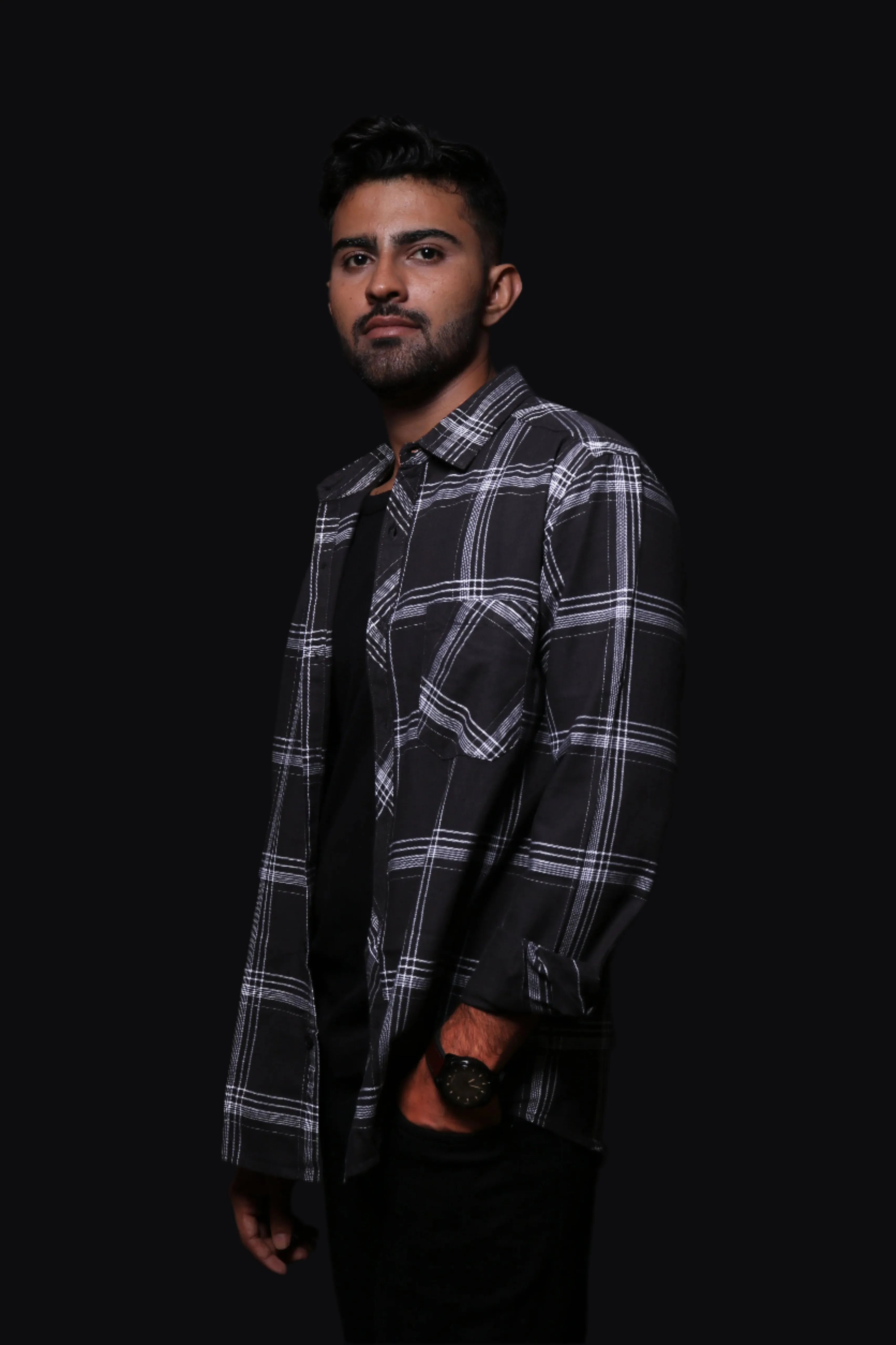 JONESBURG MEN'S BLACK CHECKS REGULAR FIT SHIRT