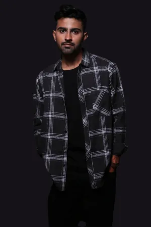 JONESBURG MEN'S BLACK CHECKS REGULAR FIT SHIRT
