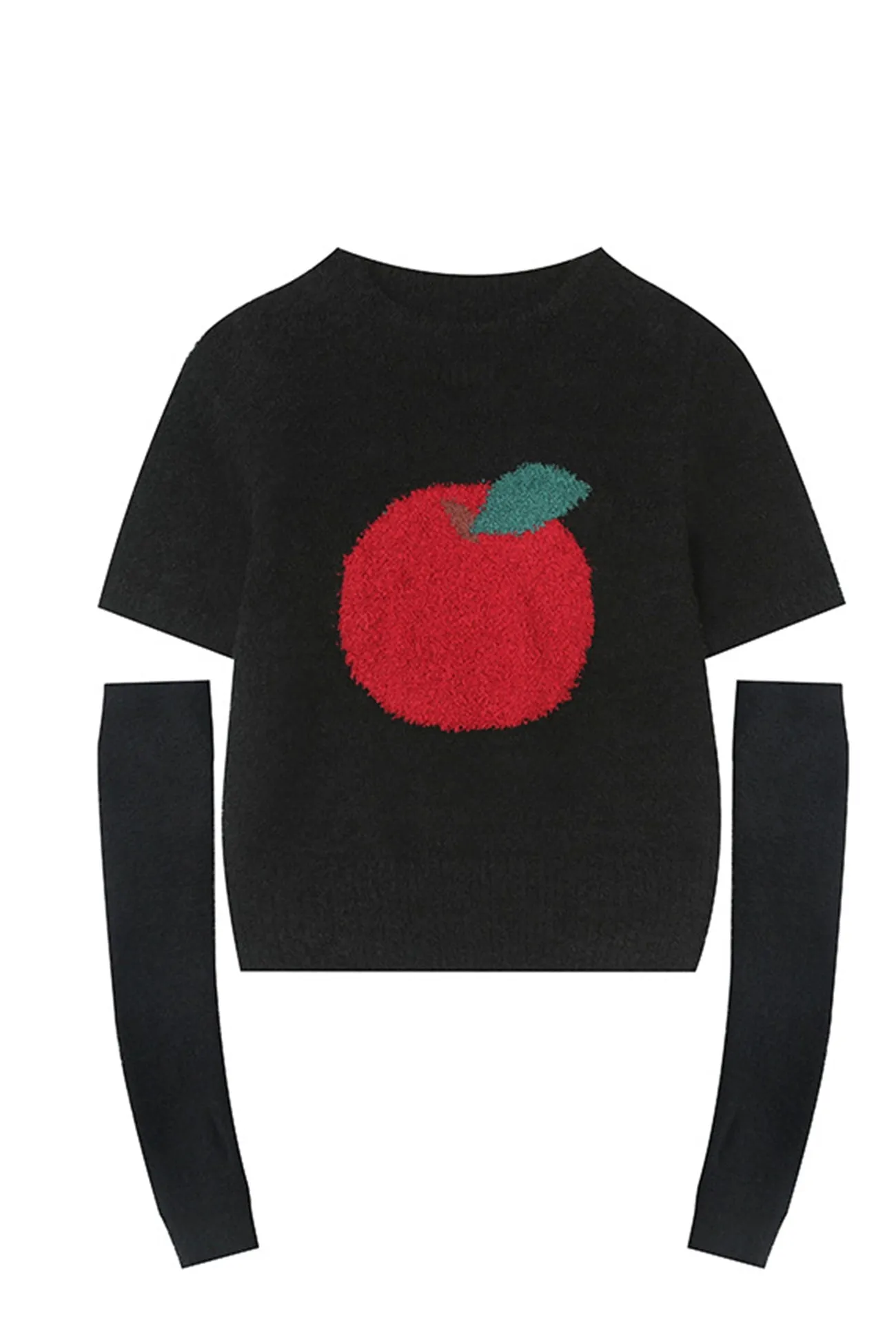 Joskaa Fruit Pattern Jacquard Sleevelet Sweater