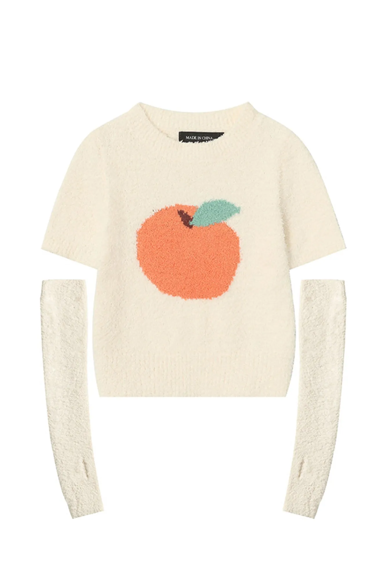 Joskaa Fruit Pattern Jacquard Sleevelet Sweater