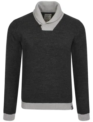 Kensington Eastside Terry Shawl collar jumper in charcoal