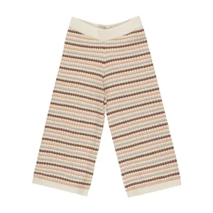 Knit Wide Leg Pant - Honeycomb Stripe - Natural / Shell / Dusty Blue / Saddle - FINAL SALE