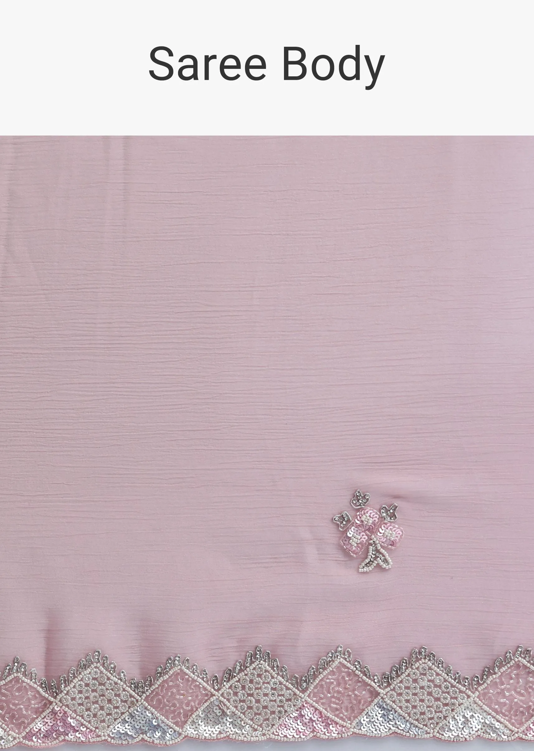 Light Pink Saree With Embroidered Border And Unstitched Blouse