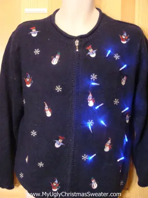 Light Up Christmas Sweater Toppling Snowmen