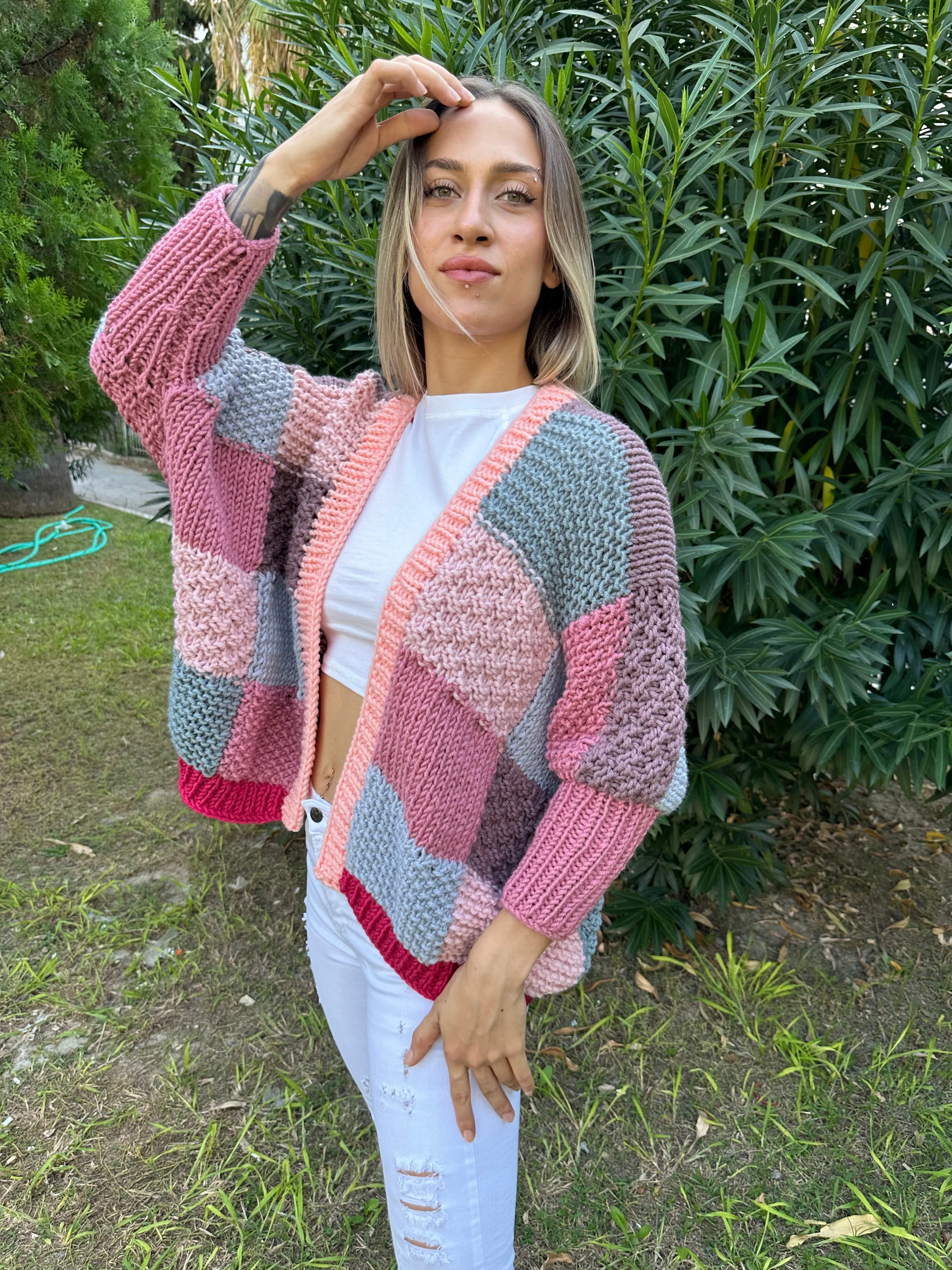 Lola - Soft Patchwork Knit Handmade Cardigan