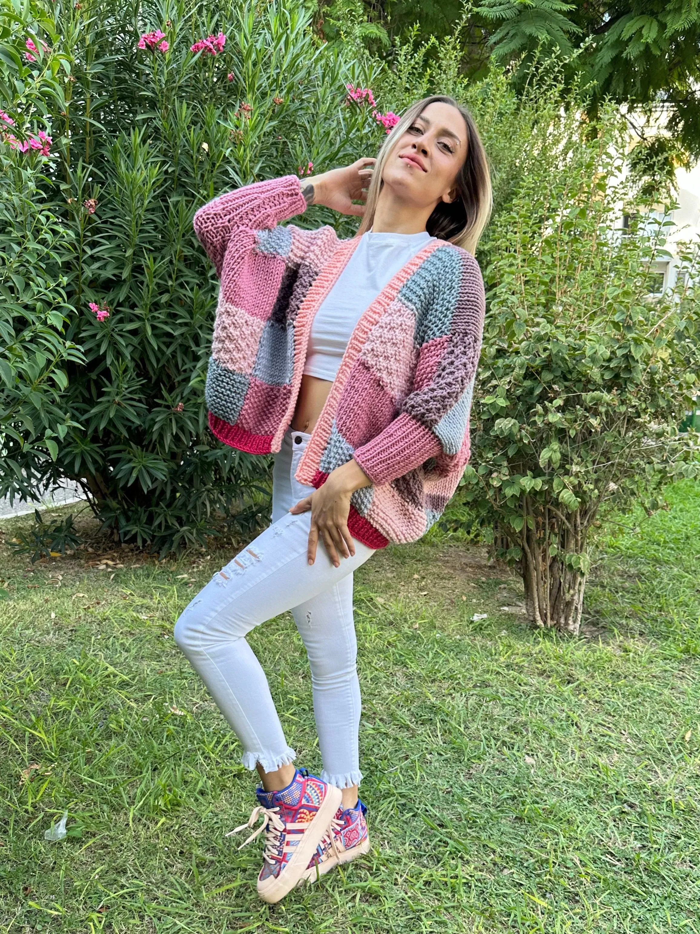 Lola - Soft Patchwork Knit Handmade Cardigan