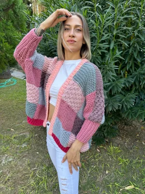 Lola - Soft Patchwork Knit Handmade Cardigan