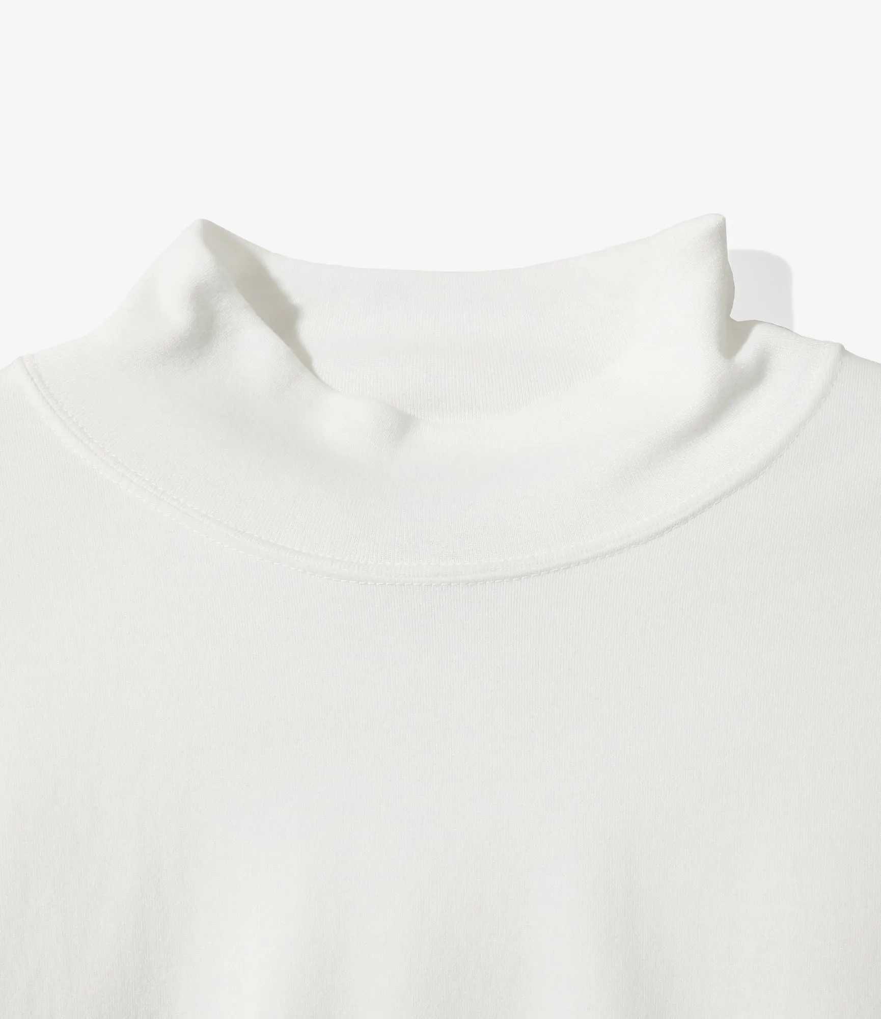 L/S Mock Neck Tee - White - Poly Jersey