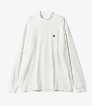L/S Mock Neck Tee - White - Poly Jersey