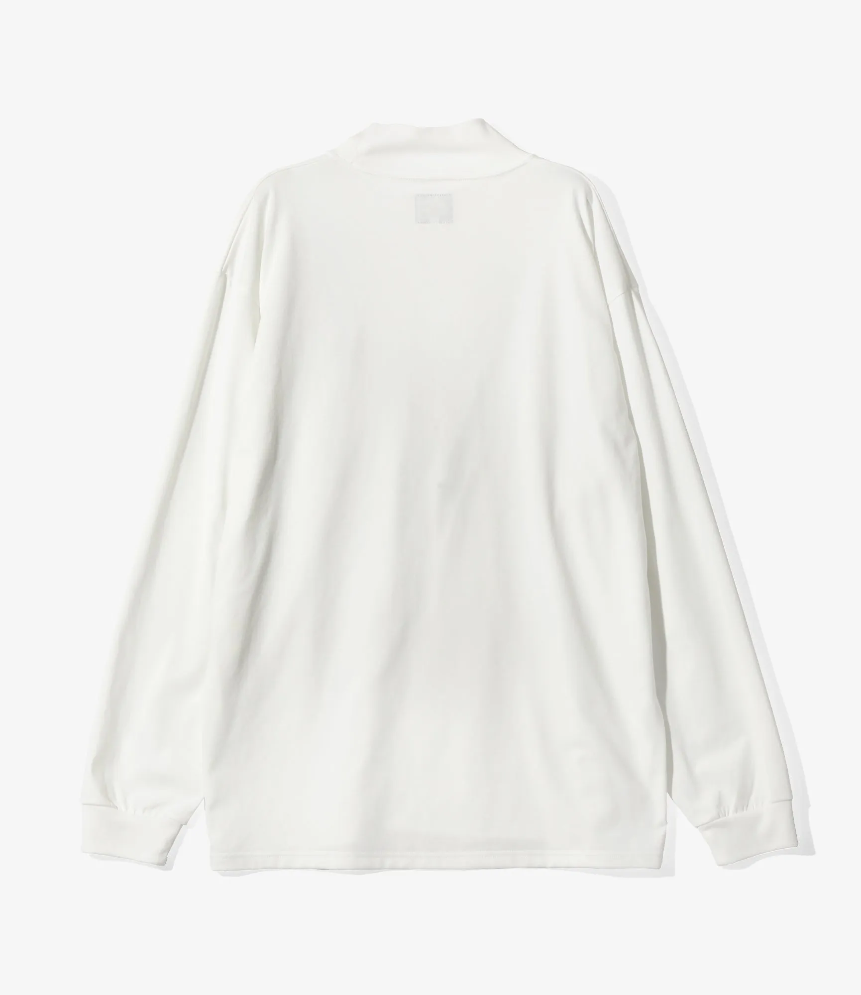 L/S Mock Neck Tee - White - Poly Jersey