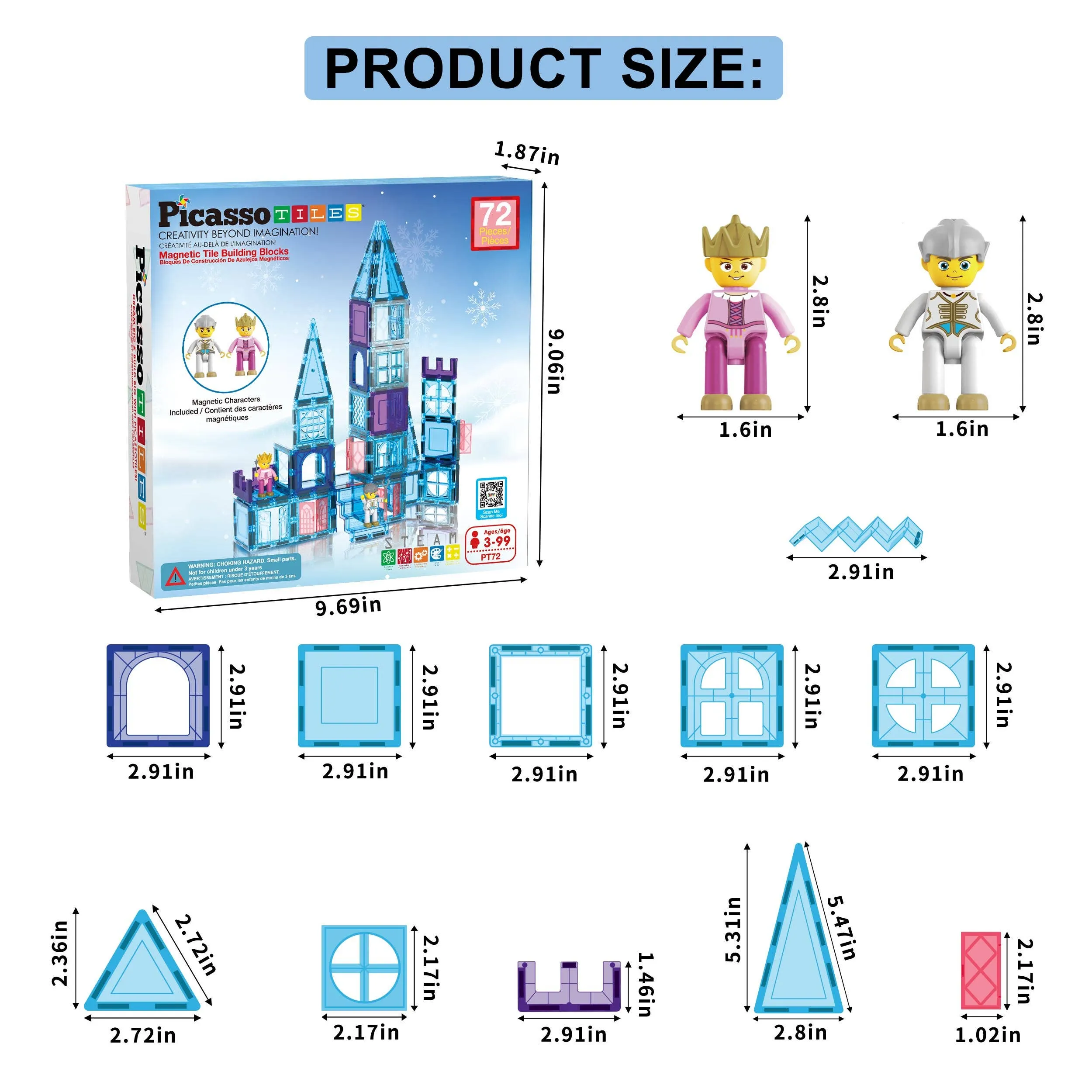 Magnetic Building Tiles Castle Winter Ice Theme