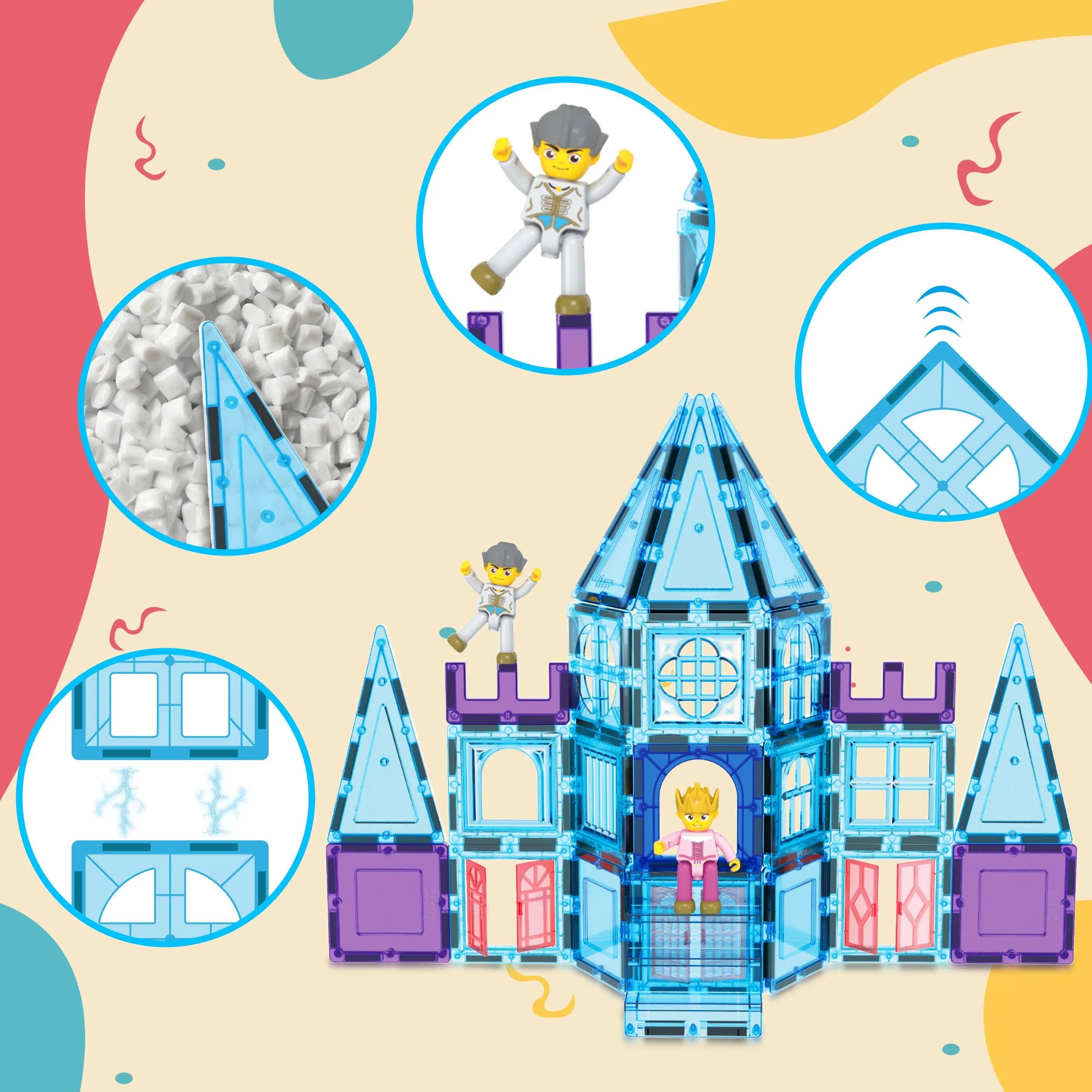 Magnetic Building Tiles Castle Winter Ice Theme