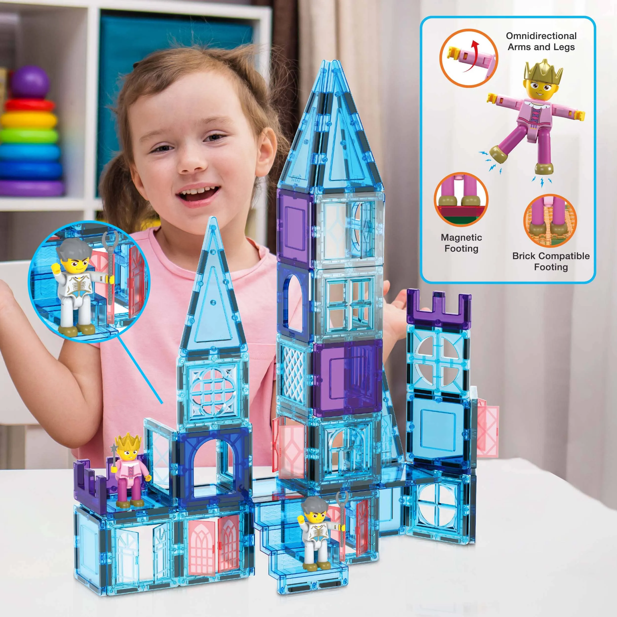 Magnetic Building Tiles Castle Winter Ice Theme