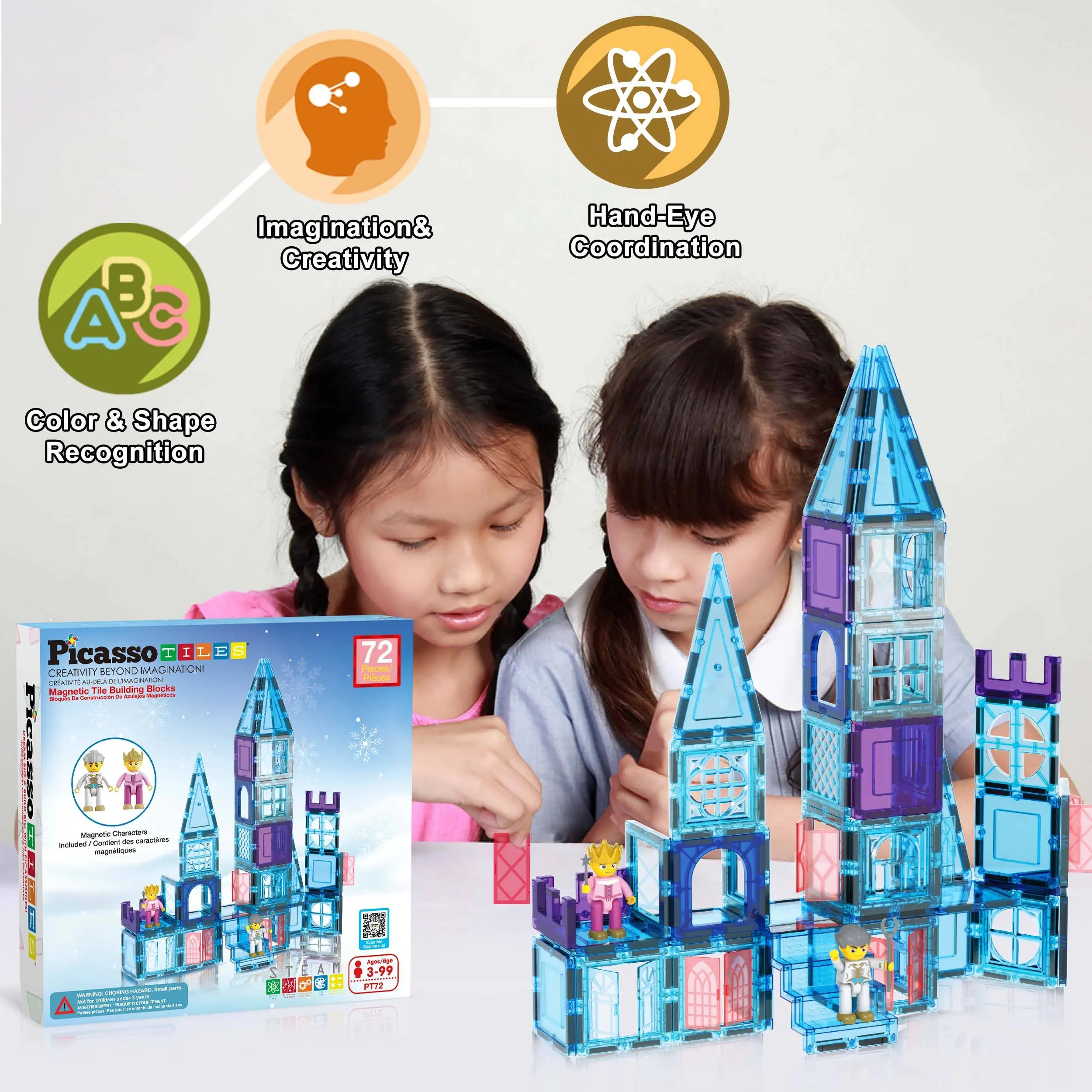 Magnetic Building Tiles Castle Winter Ice Theme