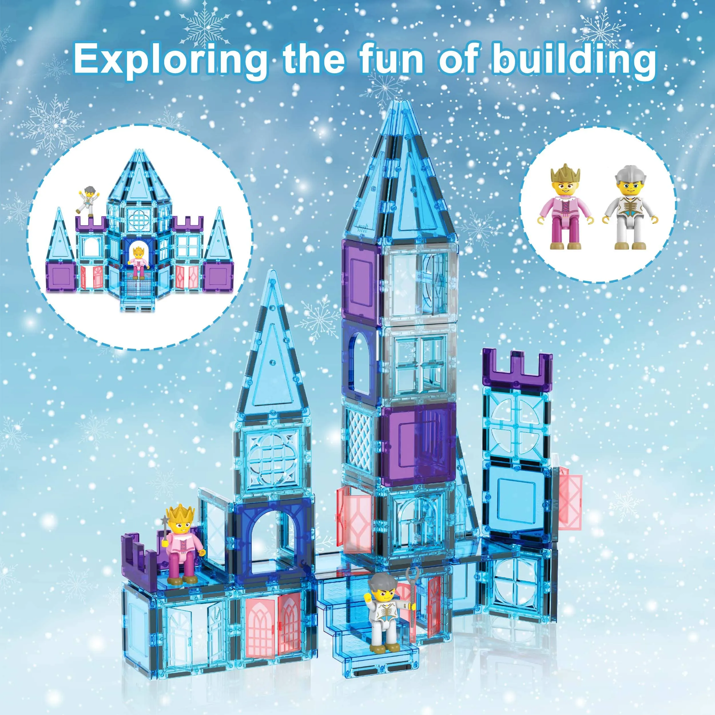 Magnetic Building Tiles Castle Winter Ice Theme