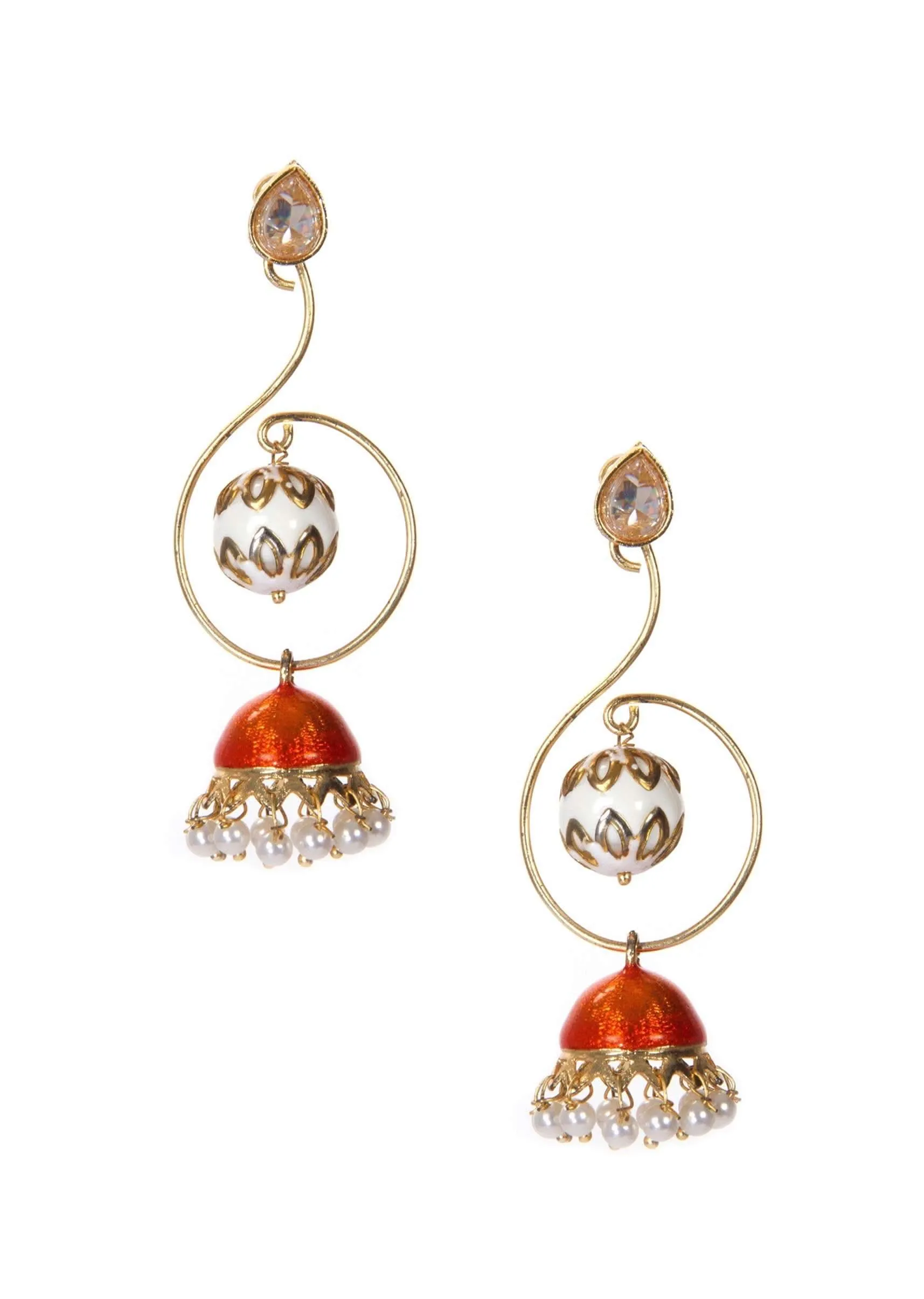 Meenakari Jhumkas With Pearl Danglings only on Kalki