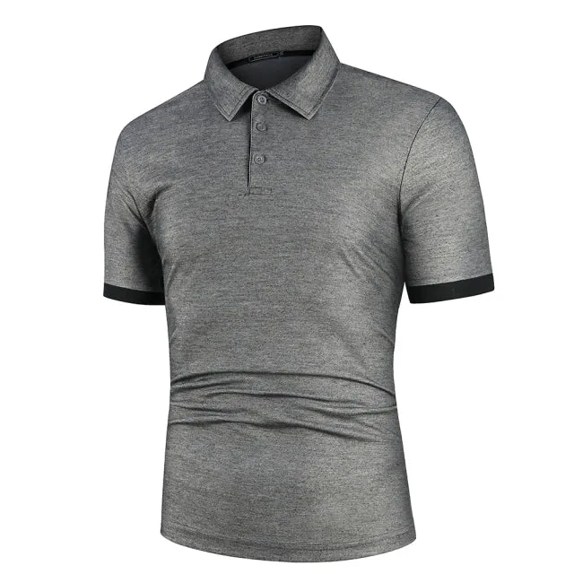 Men Polo Shirt Short Sleeve Contrast Color Summer Streetwear