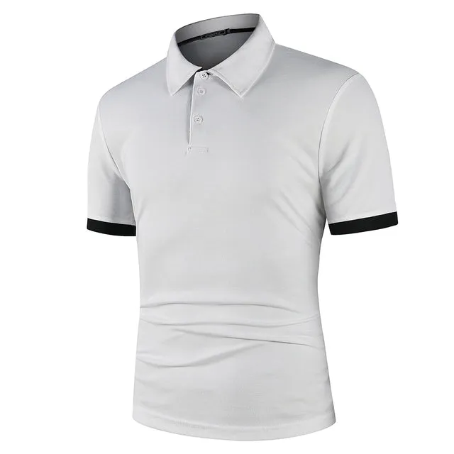 Men Polo Shirt Short Sleeve Contrast Color Summer Streetwear