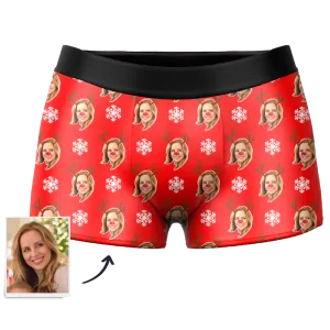 Men's Custom Christmas Reindeer Face Boxer Shorts