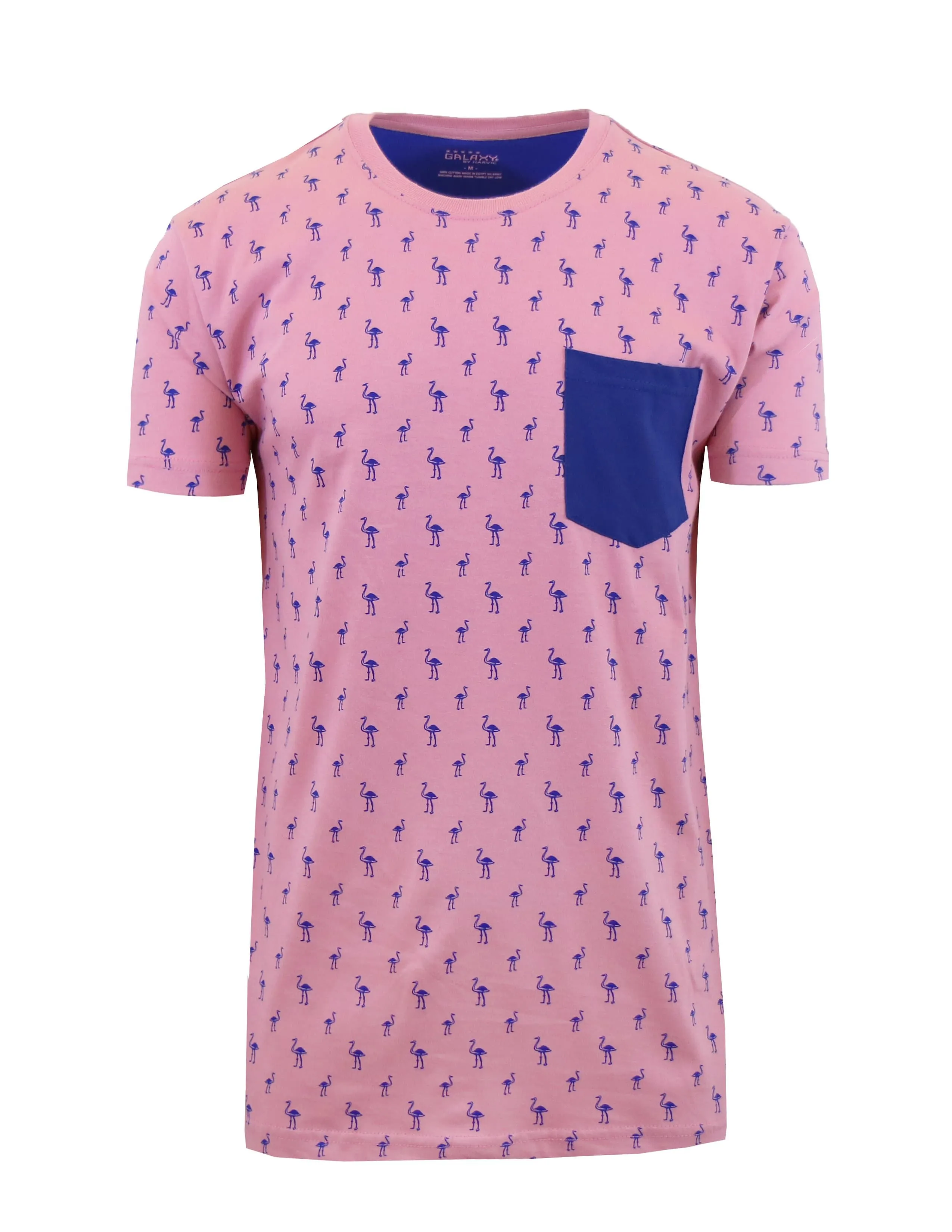 Men's Flamingo Printed Tee with Chest Pocket