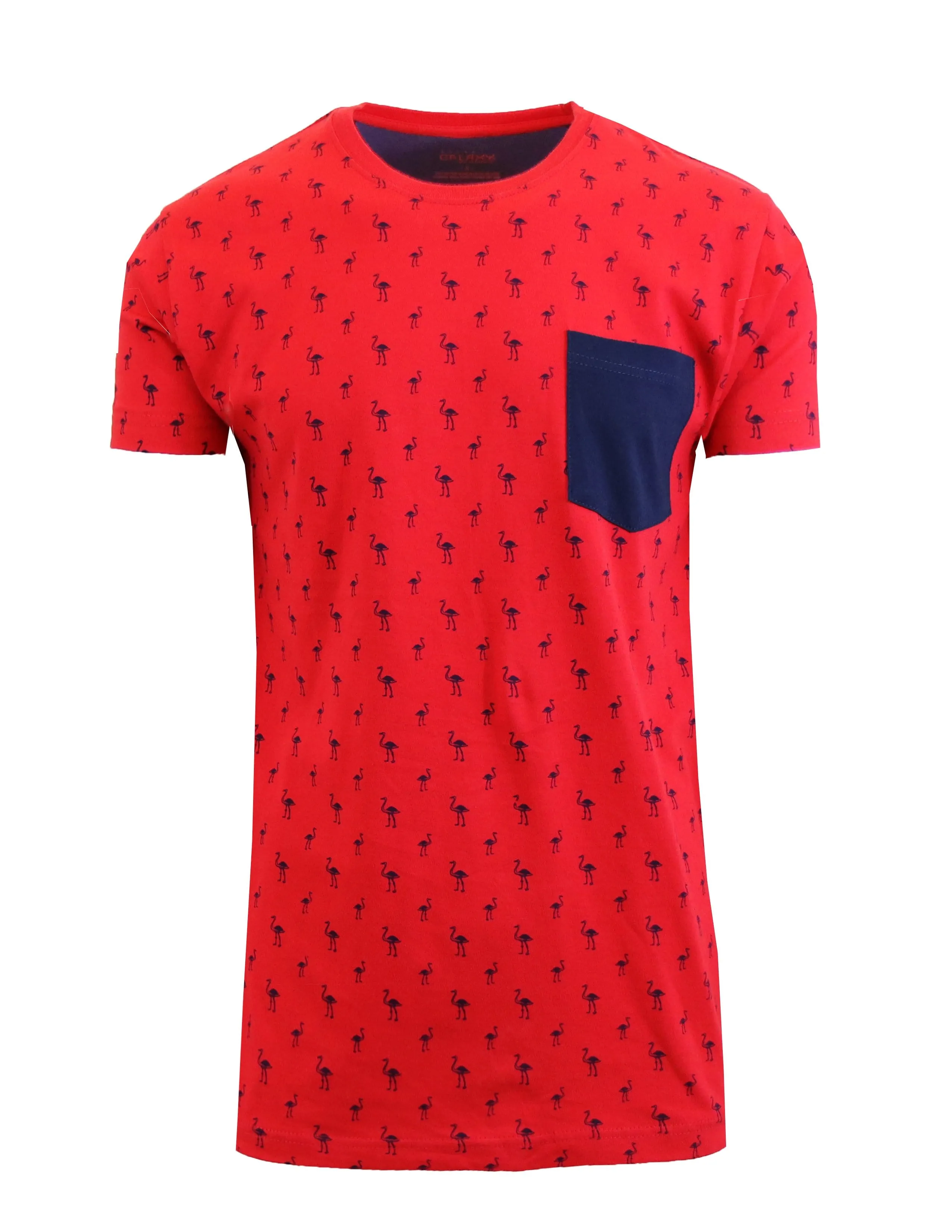 Men's Flamingo Printed Tee with Chest Pocket