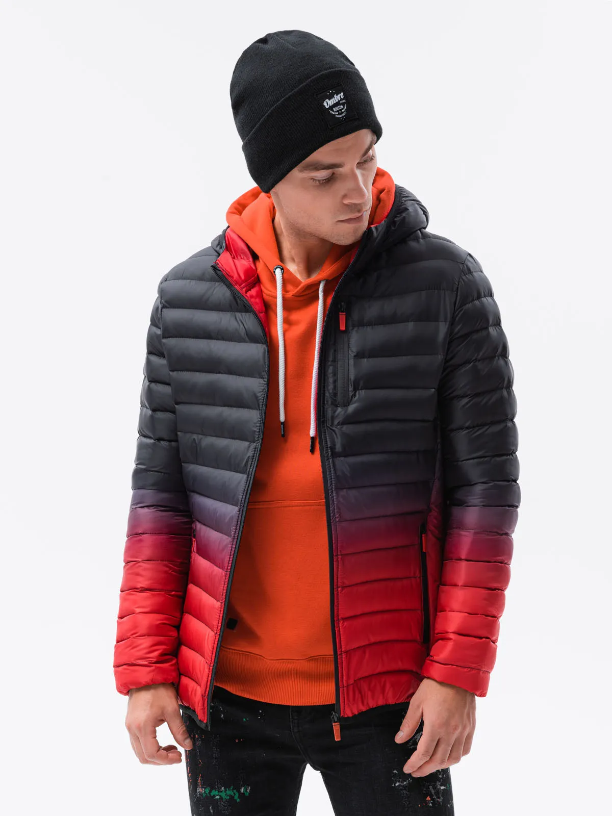 Men'S Quilted Transition Jacket Avalanche Black-Red