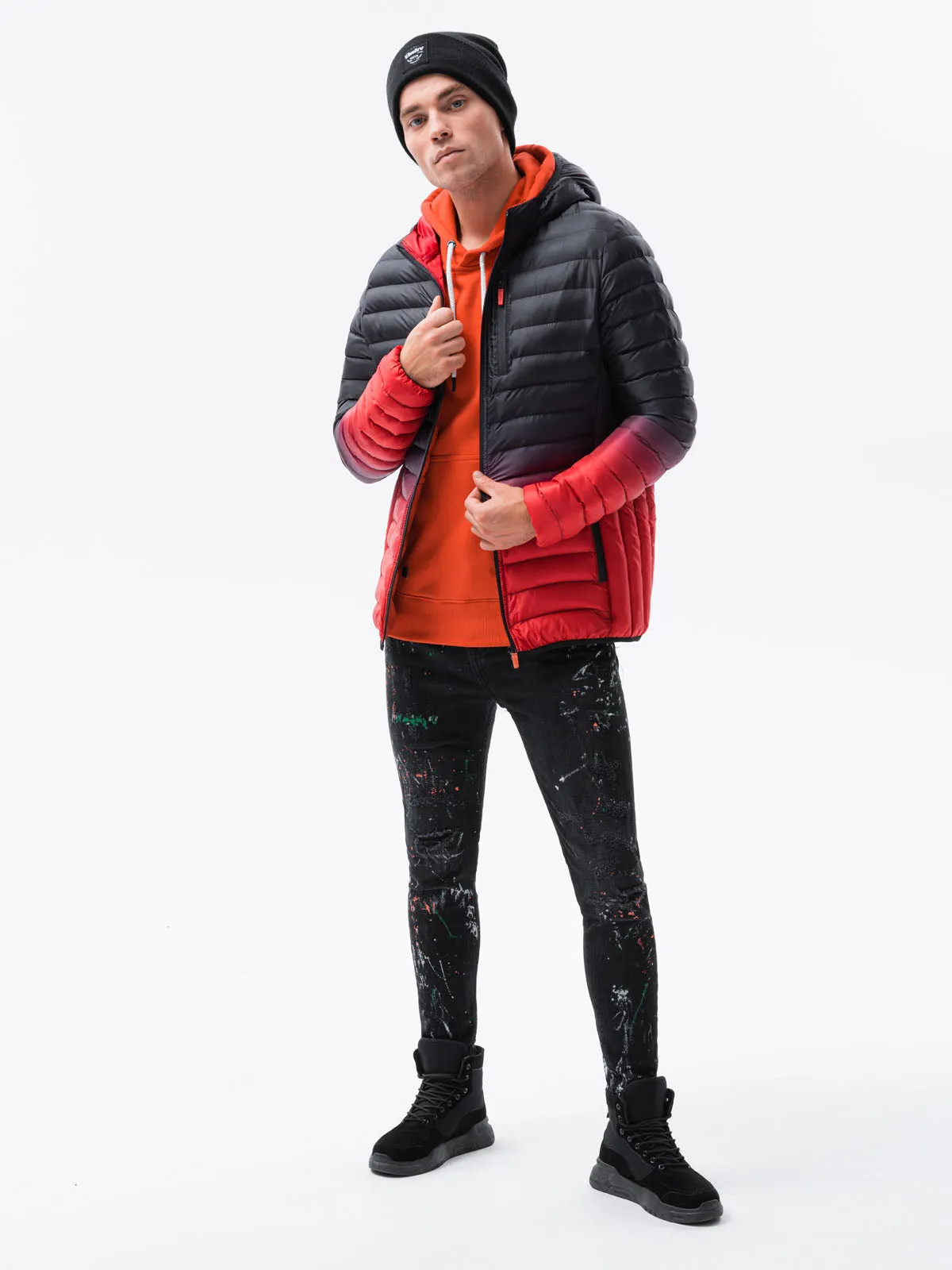 Men'S Quilted Transition Jacket Avalanche Black-Red
