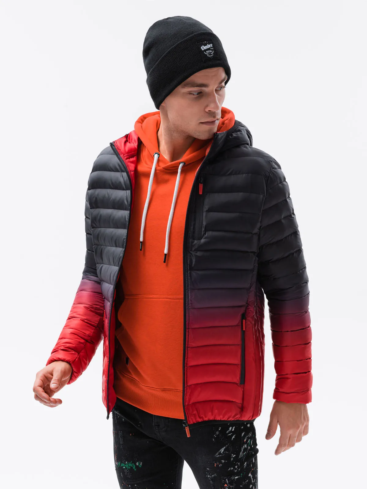 Men'S Quilted Transition Jacket Avalanche Black-Red