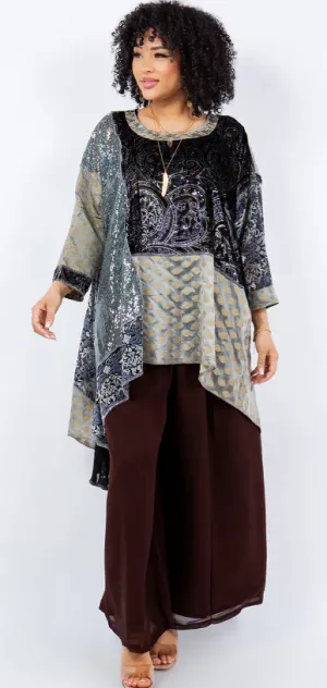 Moon Shadows VelvetMosaic hi-low Tunic Top Boho Hippie Chic Resort Wear Sml-10X