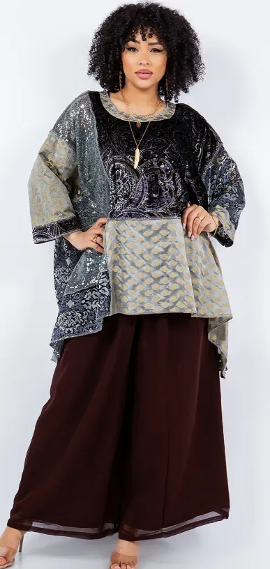 Moon Shadows VelvetMosaic hi-low Tunic Top Boho Hippie Chic Resort Wear Sml-10X