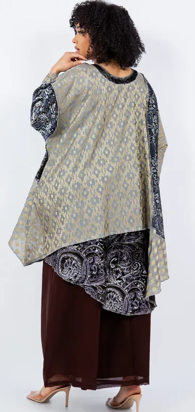 Moon Shadows VelvetMosaic hi-low Tunic Top Boho Hippie Chic Resort Wear Sml-10X
