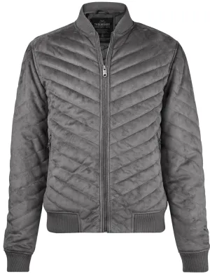 Myers Quilted Suede Bomber Jacket in Grey