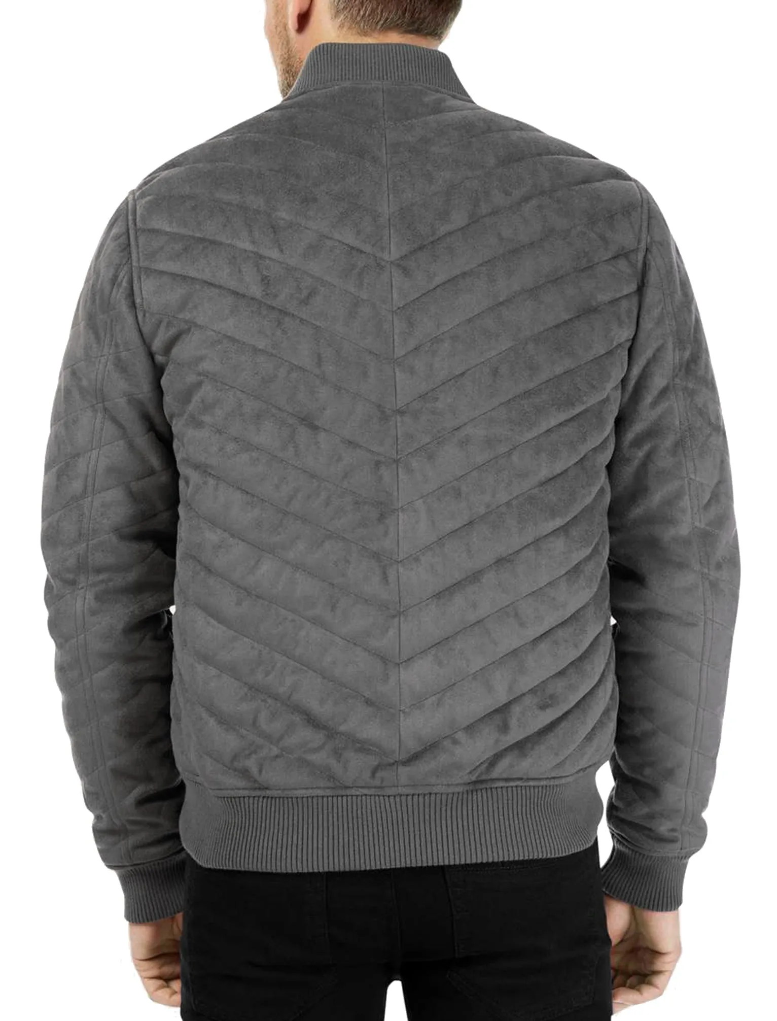 Myers Quilted Suede Bomber Jacket in Grey