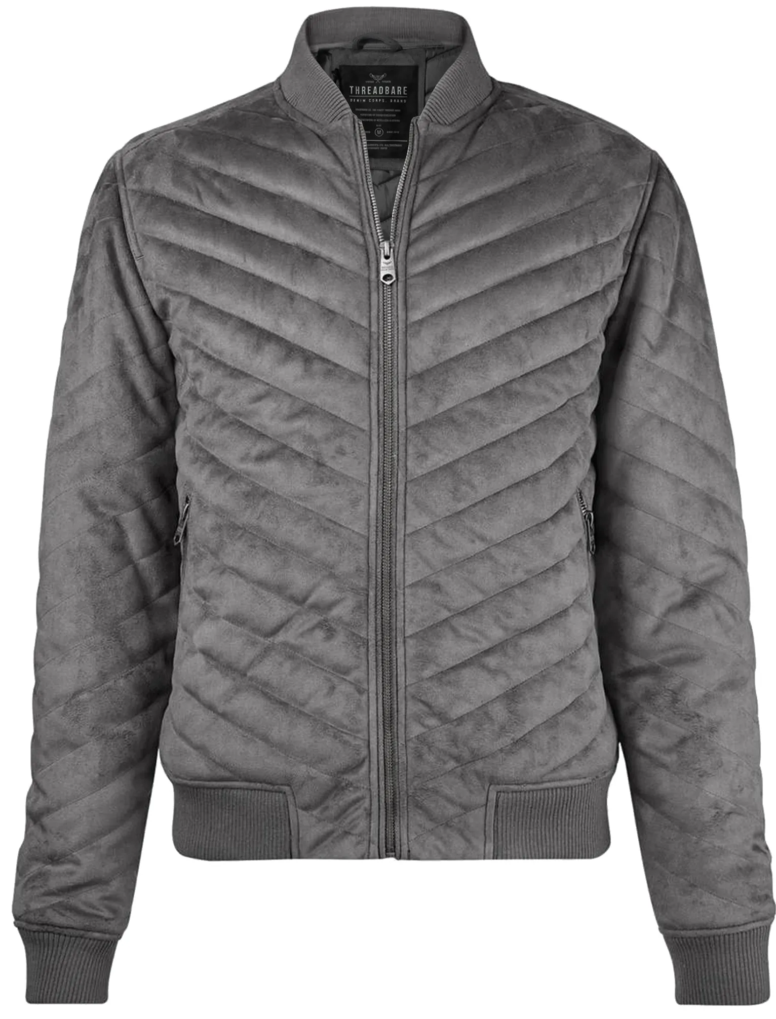 Myers Quilted Suede Bomber Jacket in Grey
