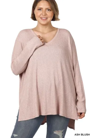 Naomi PLUS Heather Ribbed Sweater Blush