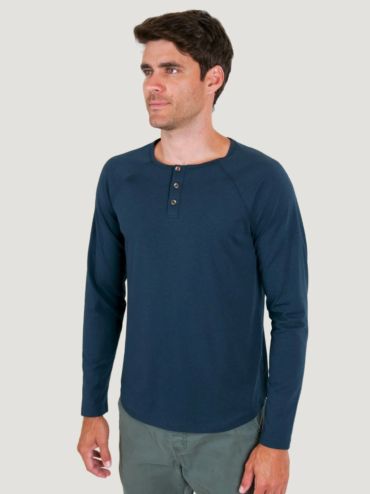 Navy Slim Fit Long Sleeve Henley FINAL SALE