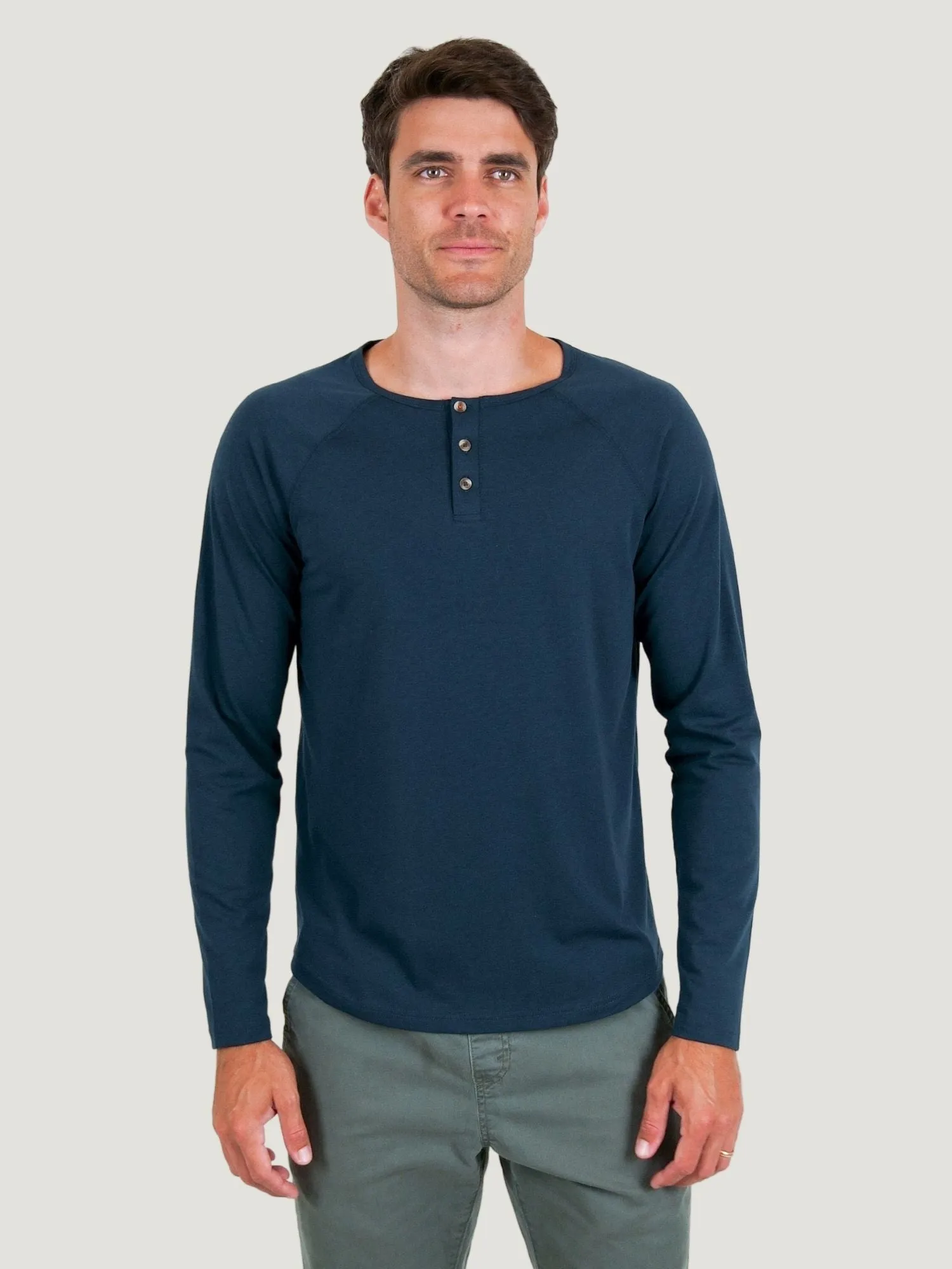 Navy Slim Fit Long Sleeve Henley FINAL SALE