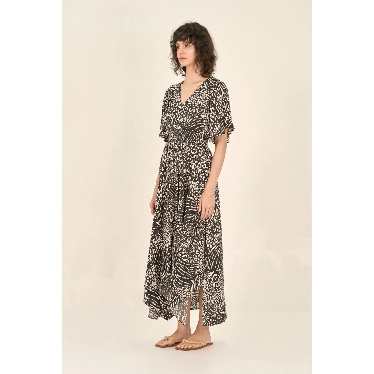 Nicole Printed Unbalanced Skirt Maxi Dress