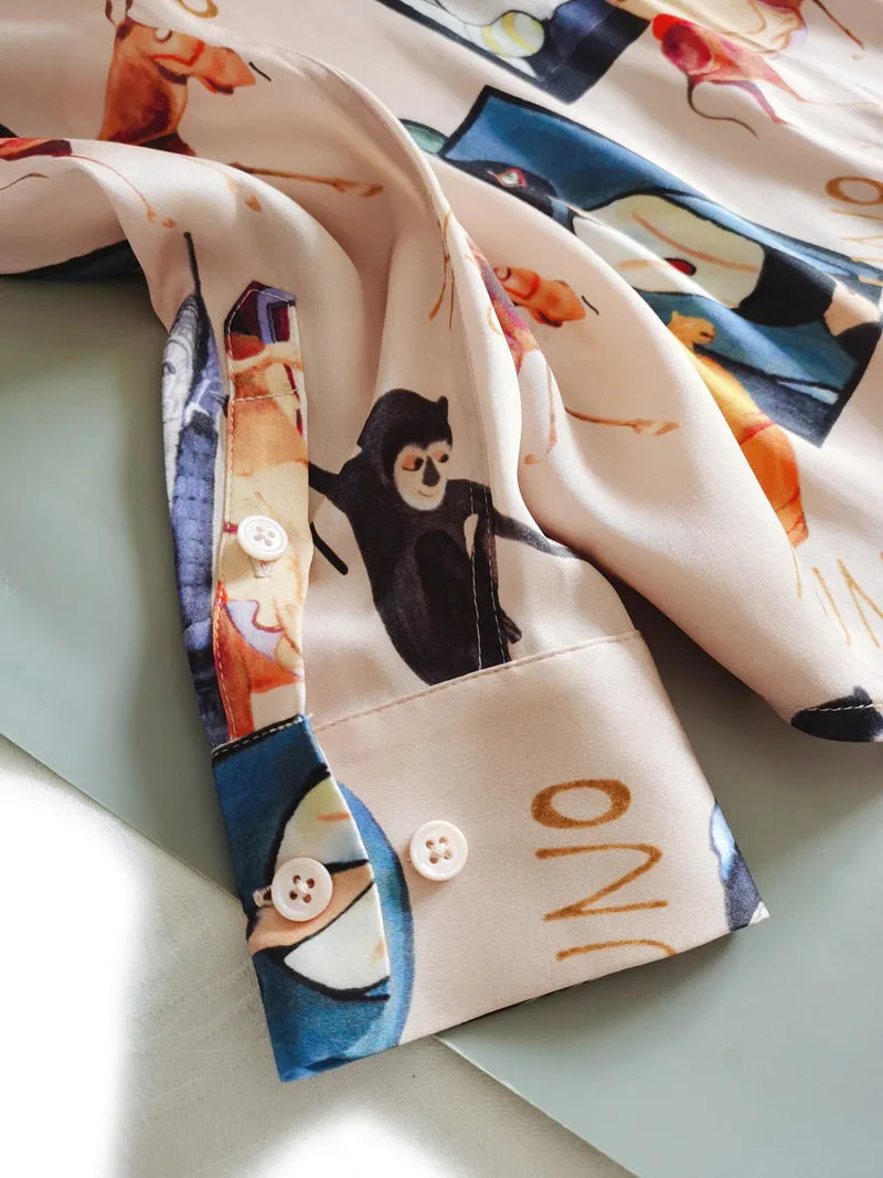 Nonothing |Women's cartoon print silk shirt