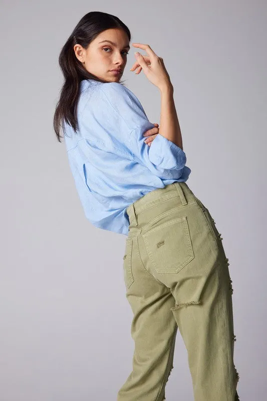 Olive Green High Rise Mom