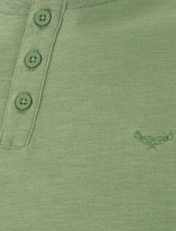 Oliver Cotton Slub Henley T-Shirt in Green